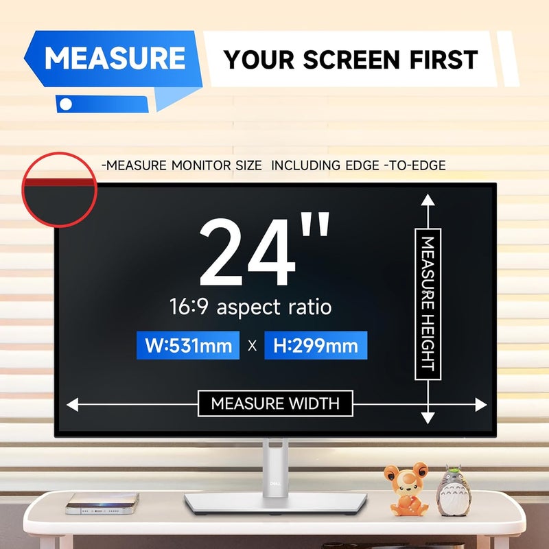 IPROKKO 【2 Pack】 24 inch Anti-Blue Light monitor Screen Protector for 16:9 Widescreen,Removable Anti Glare Blue Light Blocking Screen Filter，LED PC Anti-UV Eye Protection Filter Film - Image 2